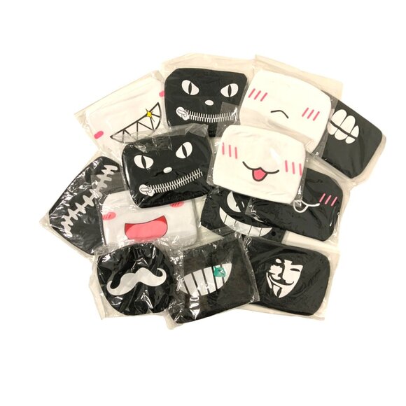 13-Pack Washable Reusable Cotton Face Masks With Assorted Fun Mouth Print - Picture 1 of 2